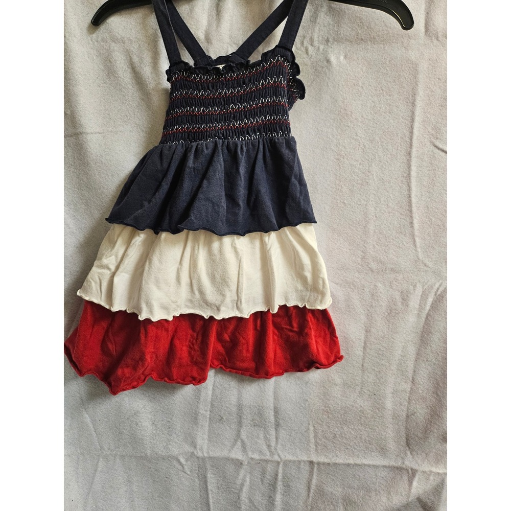 Koala Kids Baby Girls Patriotic Red White Blue Tiered Smocked Dress Set 18M